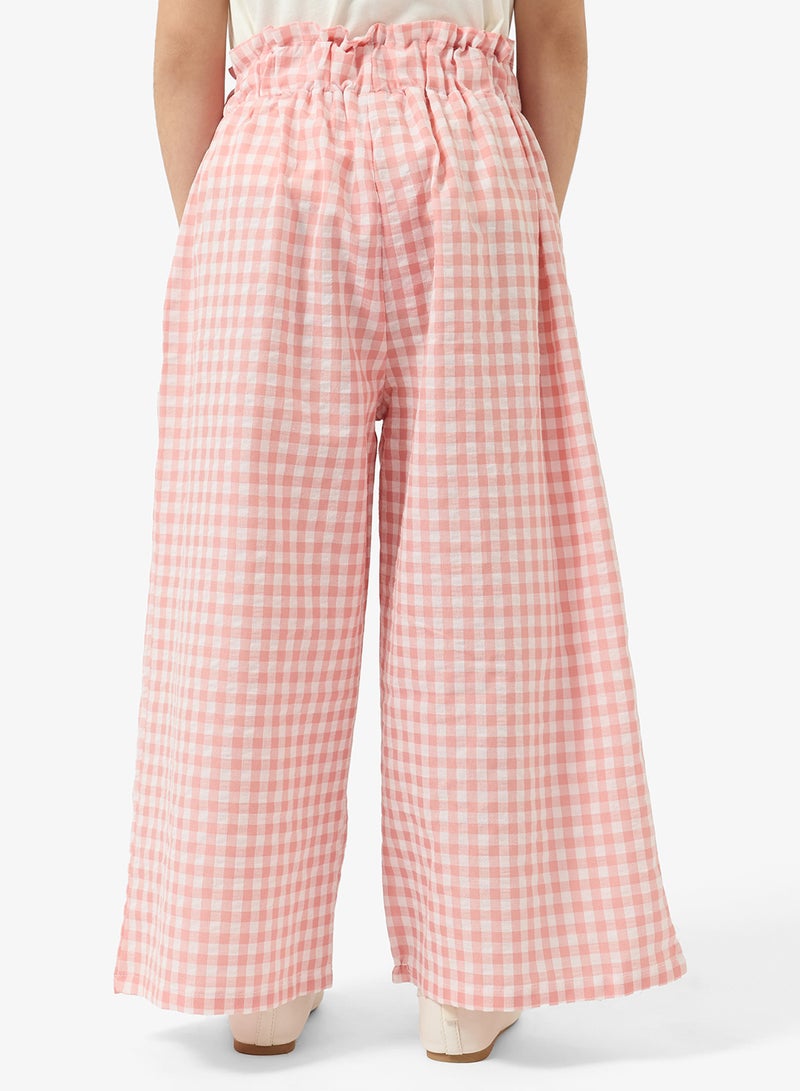 Pinata Pink Gingham Wide Leg Trousers - Image 3